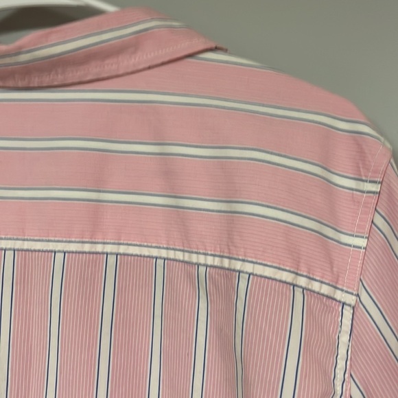 L.L. Bean Pink/ white/ blue  Striped Button-Up shirt/ blouse, Large, cotton - Picture 6 of 8